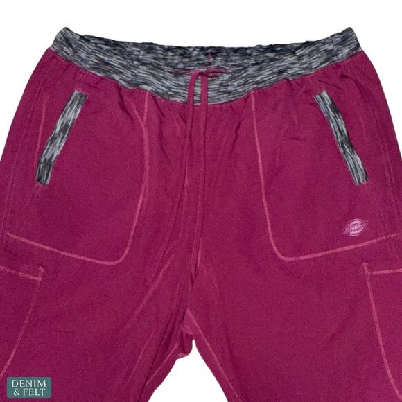 Dickies Dynamix Wine Scrub Set 2XL Top XL Petite Jogger Pants Stretch Nurse - Picture 10 of 15